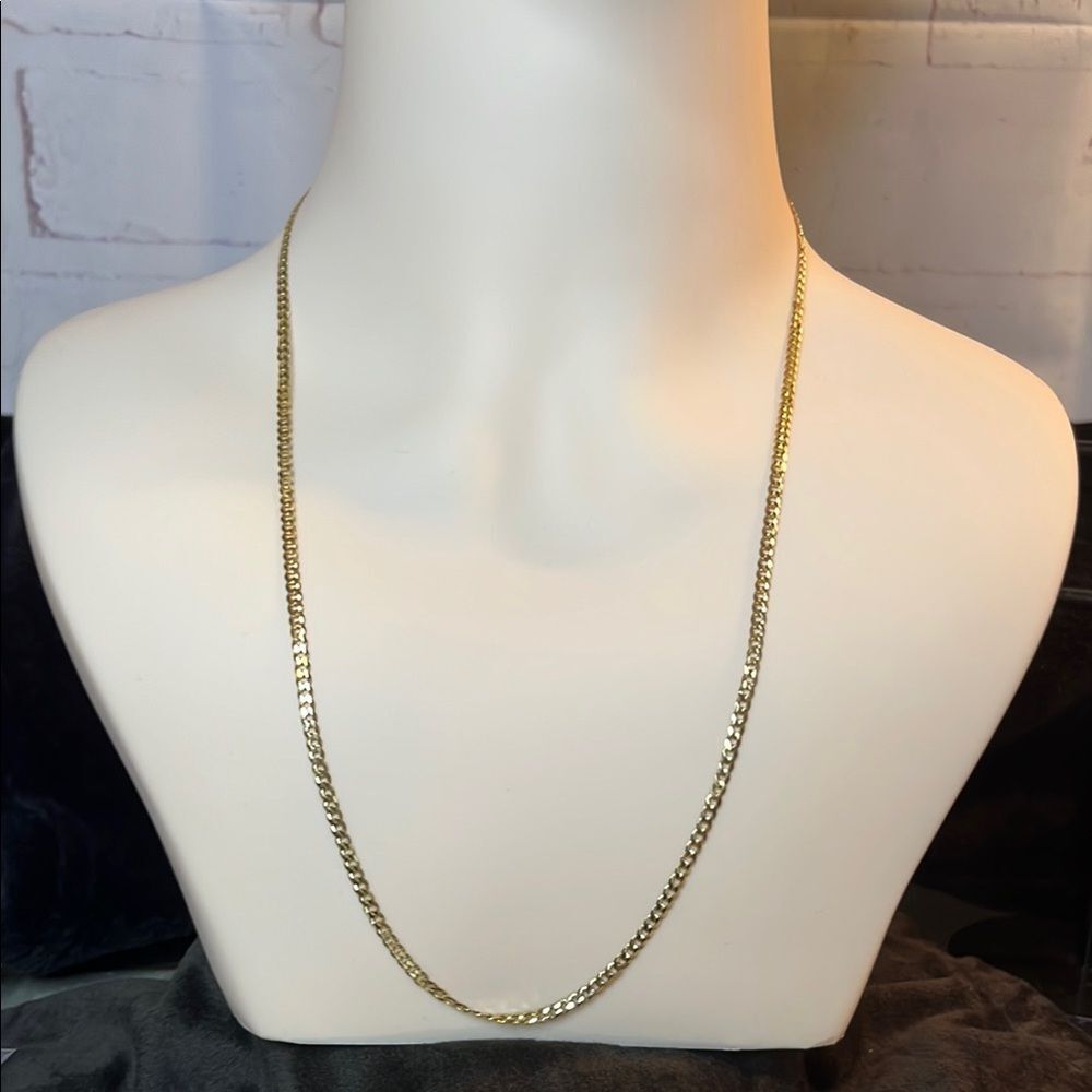 24” 14kYg Over Italian Sterling Silver Cuban Link Chain Necklace